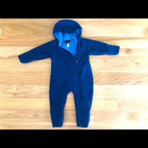 Blue infant/toddler fleece bunting. REI brand.